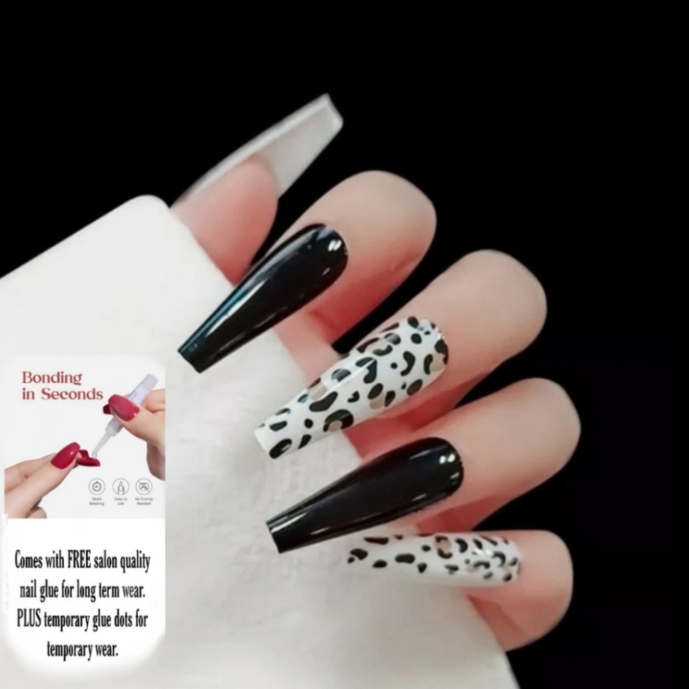 2/$30 ANIMAL INSTINCT COFFIN 💅NAILS glue on OR press on W/ GLUE, TABS & FILE.